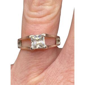 Sterling silver 925 princess cut CZ split band setting size 6